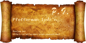 Pfefferman Iván névjegykártya